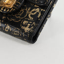 CHANEL Wallet Leather Black Gold CC Auth 133181V-9