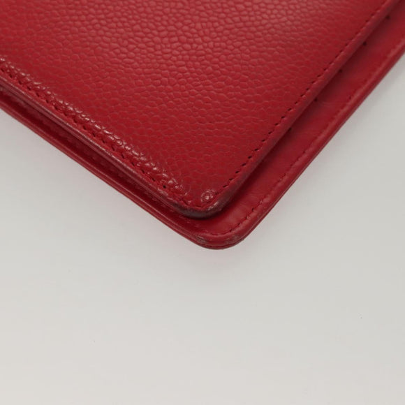 CHANEL Long Wallet Caviar Skin Pink CC Auth 133182