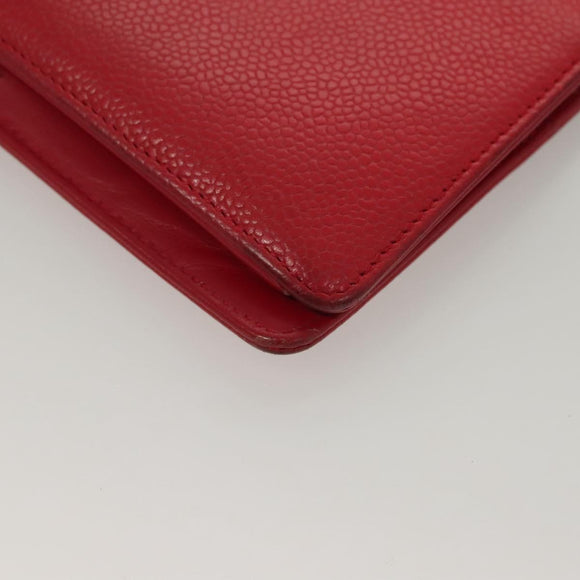 CHANEL Long Wallet Caviar Skin Pink CC Auth 133182