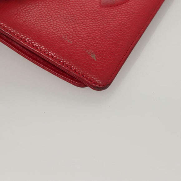 CHANEL Long Wallet Caviar Skin Pink CC Auth 133182