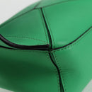 LOEWE Anagram Puzzle Body Bag Leather Green Silver Auth 133192M-17