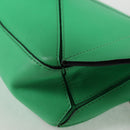 LOEWE Anagram Puzzle Body Bag Leather Green Silver Auth 133192M-18