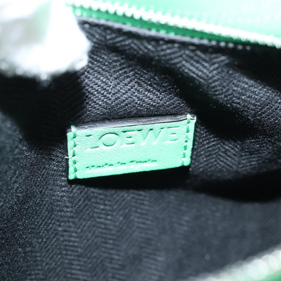 LOEWE Anagram Puzzle Body Bag Leather Green Silver Auth 133192M