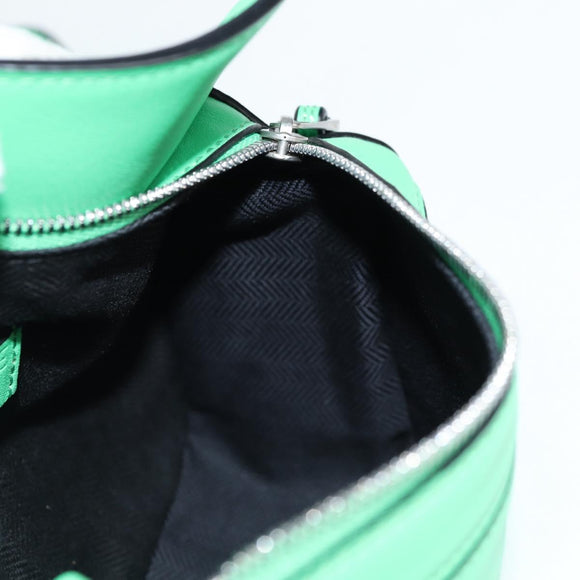 LOEWE Anagram Puzzle Body Bag Leather Green Silver Auth 133192M