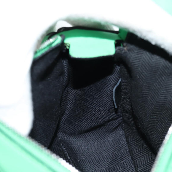 LOEWE Anagram Puzzle Body Bag Leather Green Silver Auth 133192M