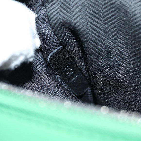 LOEWE Anagram Puzzle Body Bag Leather Green Silver Auth 133192M