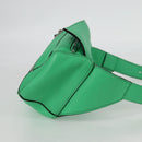 LOEWE Anagram Puzzle Body Bag Leather Green Silver Auth 133192M-4