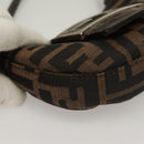 FENDI Zucca Canvas Mini Croissant Hand Bag Black Brown Silver Auth 133195-14