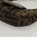 FENDI Zucca Canvas Mini Croissant Hand Bag Black Brown Silver Auth 133195-15