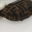 FENDI Zucca Canvas Mini Croissant Hand Bag Black Brown Silver Auth 133195-16