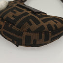 FENDI Zucca Canvas Mini Croissant Hand Bag Black Brown Silver Auth 133195-17