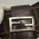 FENDI Zucca Canvas Mini Croissant Hand Bag Black Brown Silver Auth 133195-19