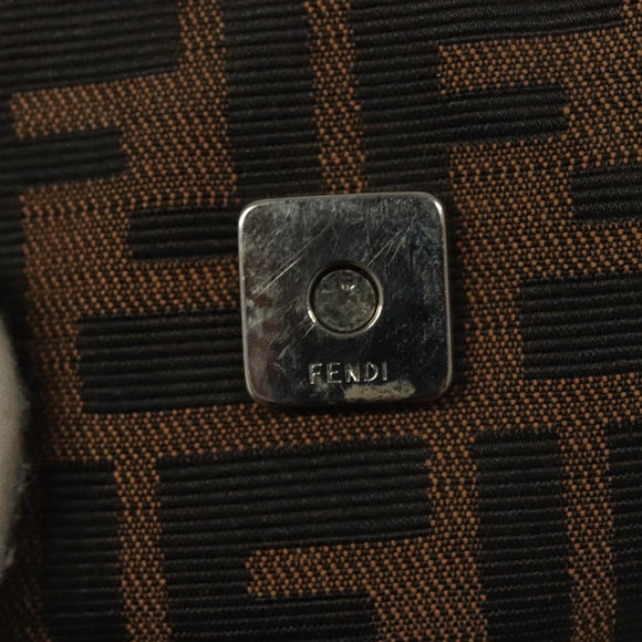 FENDI Zucca Canvas Mini Croissant Hand Bag Black Brown Silver Auth 133195