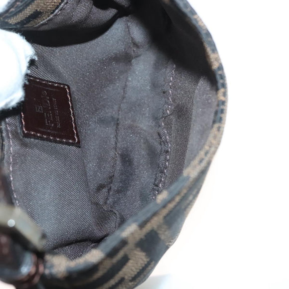 FENDI Zucca Canvas Mini Croissant Hand Bag Black Brown Silver Auth 133195