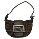 FENDI Zucca Canvas Mini Croissant Hand Bag Black Brown Silver Auth 133195-13