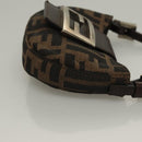 FENDI Zucca Canvas Mini Croissant Hand Bag Black Brown Silver Auth 133195-3