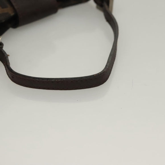 FENDI Zucca Canvas Mini Croissant Hand Bag Black Brown Silver Auth 133195