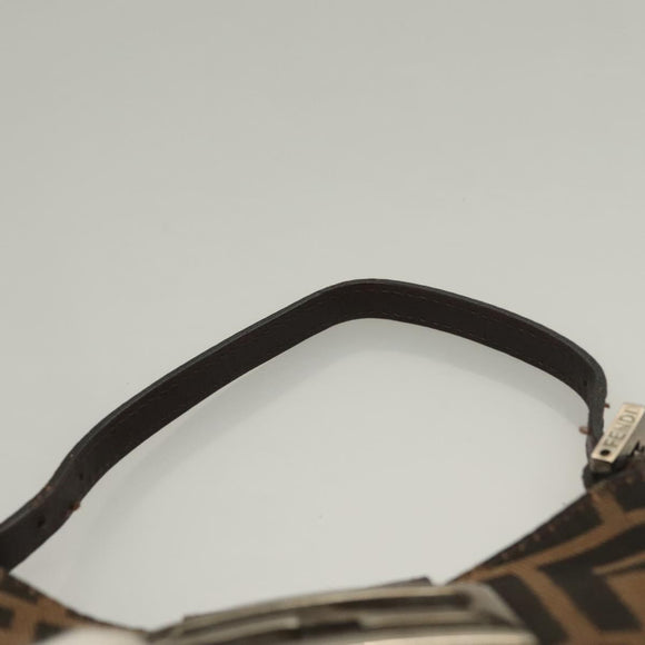 FENDI Zucca Canvas Mini Croissant Hand Bag Black Brown Silver Auth 133195