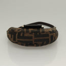 FENDI Zucca Canvas Mini Croissant Hand Bag Black Brown Silver Auth 133195-5