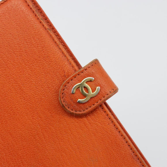 CHANEL Day Planner Cover Leather Orange CC Auth 133201