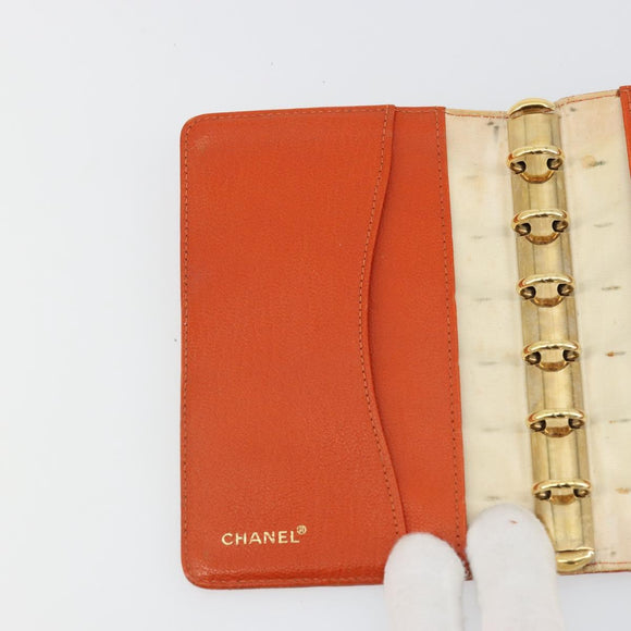 CHANEL Day Planner Cover Leather Orange CC Auth 133201