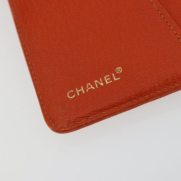 CHANEL Day Planner Cover Leather Orange CC Auth 133201