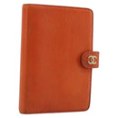 CHANEL Day Planner Cover Leather Orange CC Auth 133201-1
