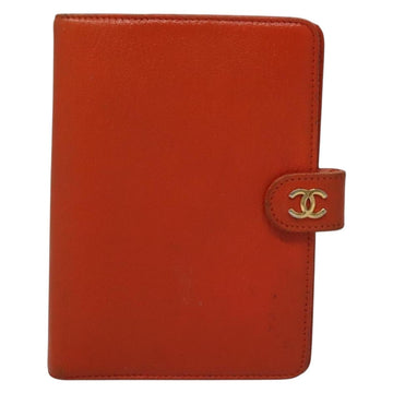 CHANEL Day Planner Cover Leather Orange CC Auth 133201 - 0