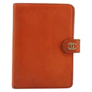 CHANEL Day Planner Cover Leather Orange CC Auth 133201-13