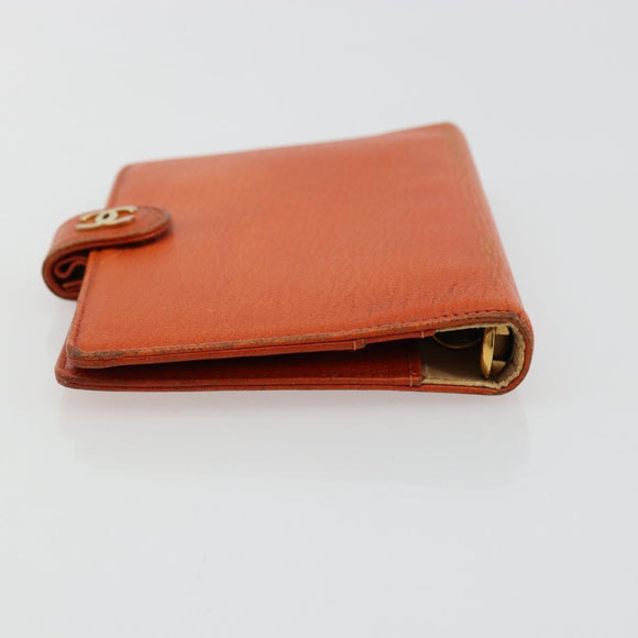 CHANEL Day Planner Cover Leather Orange CC Auth 133201