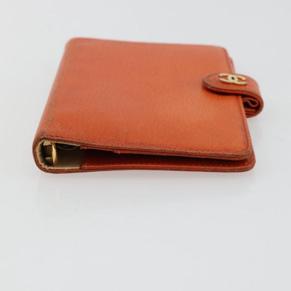 CHANEL Day Planner Cover Leather Orange CC Auth 133201