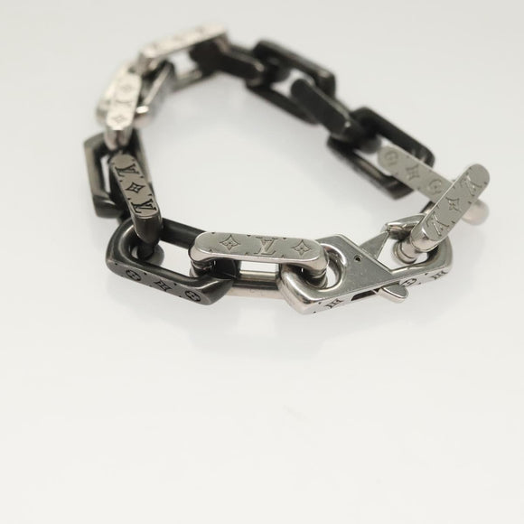 LOUIS VUITTON Bracelet Monogram Chain metal Silver tone M00686 LV Auth 133205