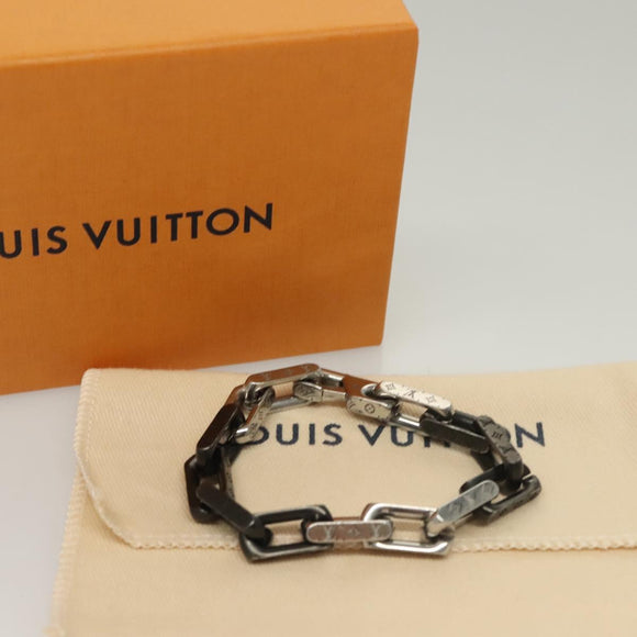 LOUIS VUITTON Bracelet Monogram Chain metal Silver tone M00686 LV Auth 133205