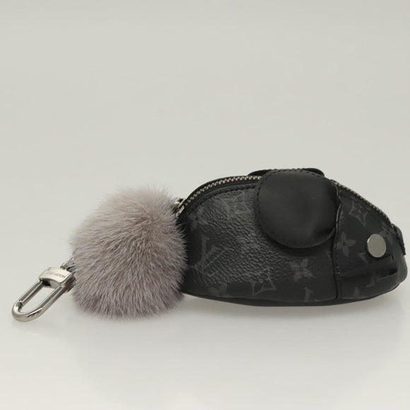 LOUIS VUITTON Monogram Eclipse LV Chinchilla Coin Purse M00962 LV Auth 133207