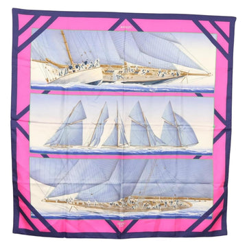 HERMES Carre 90 Scarf ""REFALES"" Silk Blue Auth 133212