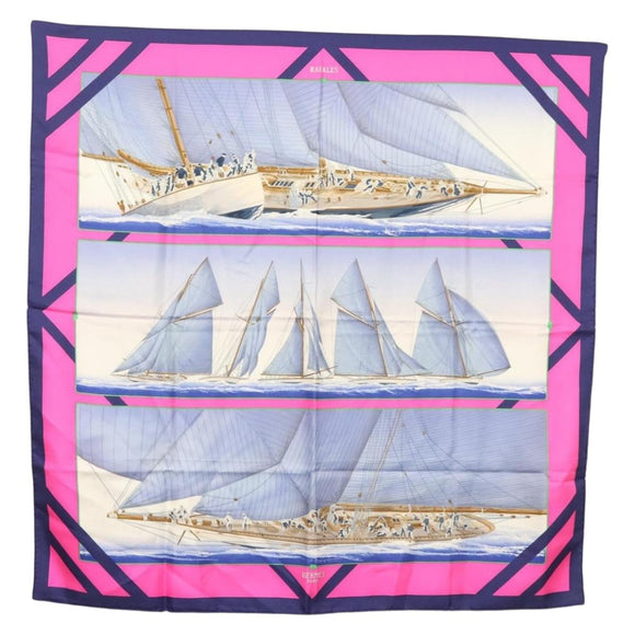 HERMES Carre 90 Scarf ""REFALES"" Silk Blue Auth 133212