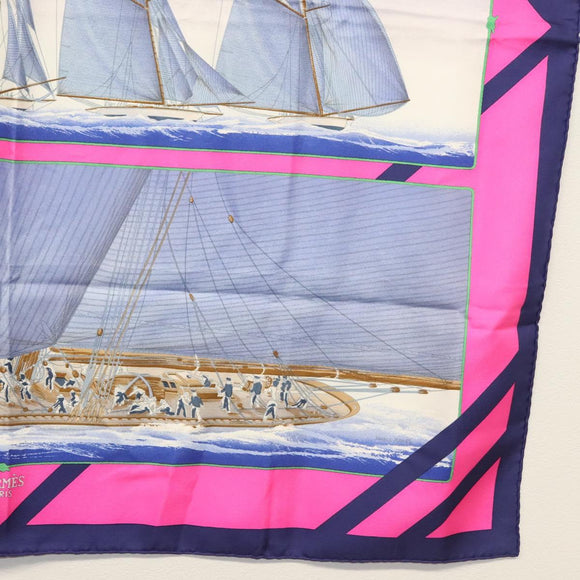 HERMES Carre 90 Scarf ""REFALES"" Silk Blue Auth 133212