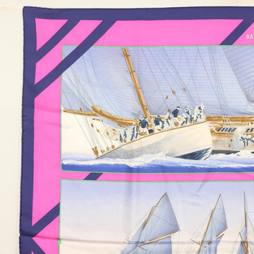 HERMES Carre 90 Scarf ""REFALES"" Silk Blue Auth 133212 - 0