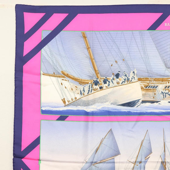 HERMES Carre 90 Scarf ""REFALES"" Silk Blue Auth 133212