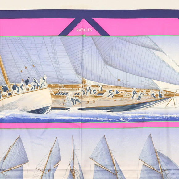 HERMES Carre 90 Scarf ""REFALES"" Silk Blue Auth 133212