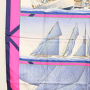 HERMES Carre 90 Scarf ""REFALES"" Silk Blue Auth 133212-5