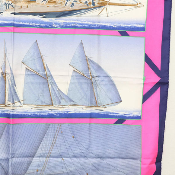 HERMES Carre 90 Scarf ""REFALES"" Silk Blue Auth 133212