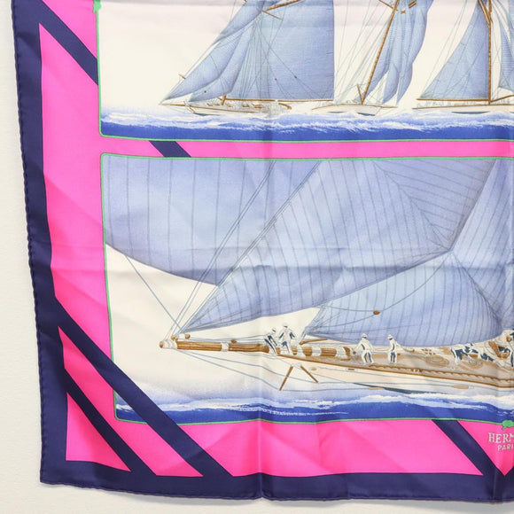 HERMES Carre 90 Scarf ""REFALES"" Silk Blue Auth 133212