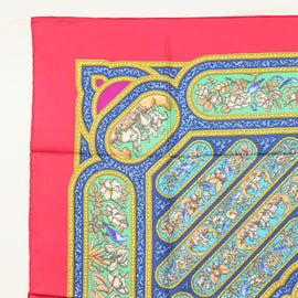 HERMES Carre 90 Scarf ""QALAMDAN"" Silk Red Auth 133213 - 0