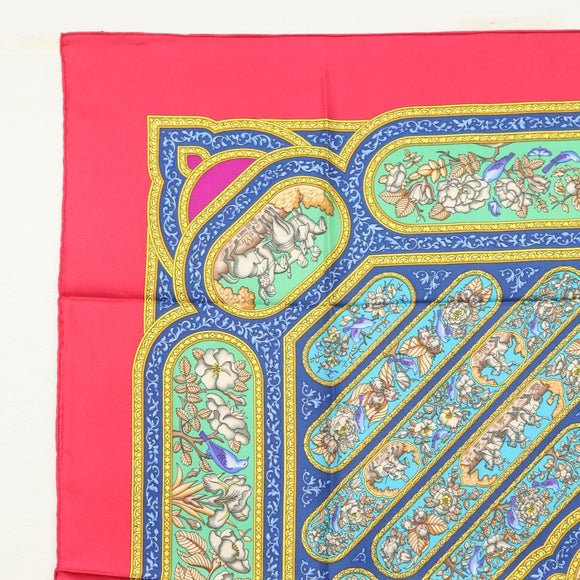 HERMES Carre 90 Scarf ""QALAMDAN"" Silk Red Auth 133213