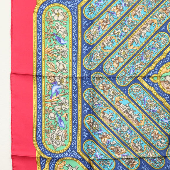 HERMES Carre 90 Scarf ""QALAMDAN"" Silk Red Auth 133213