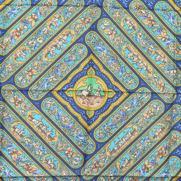 HERMES Carre 90 Scarf ""QALAMDAN"" Silk Red Auth 133213