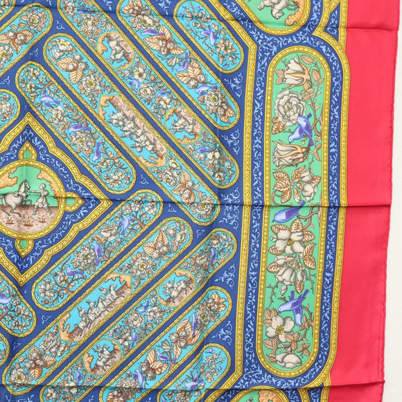 HERMES Carre 90 Scarf ""QALAMDAN"" Silk Red Auth 133213
