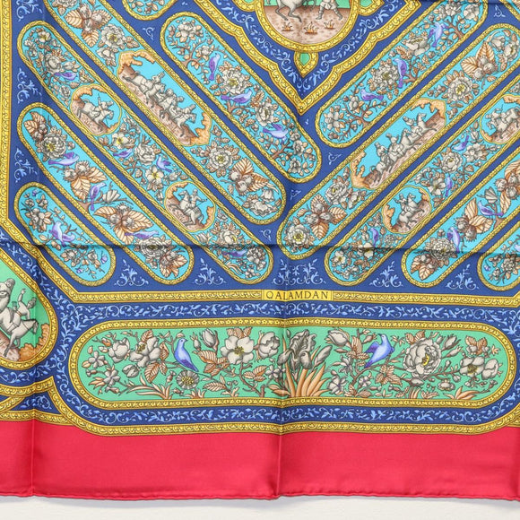 HERMES Carre 90 Scarf ""QALAMDAN"" Silk Red Auth 133213