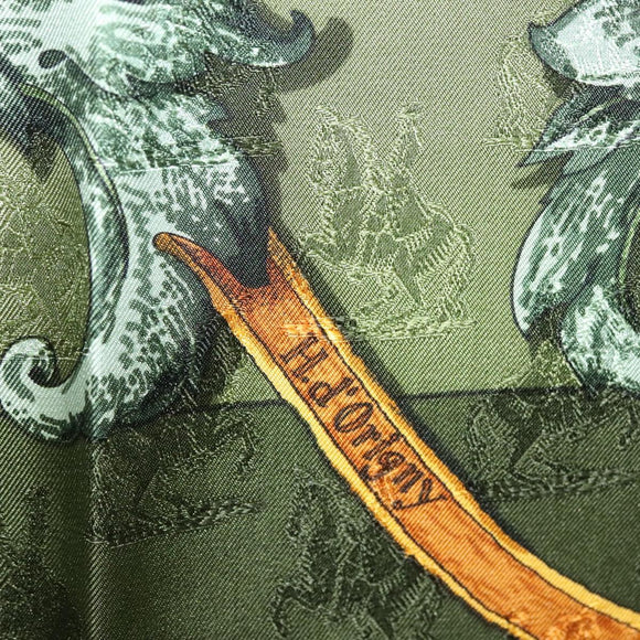 HERMES Carre 90 Scarf ""L'INSTRUCTION DU ROY"" Silk Green Auth 133214